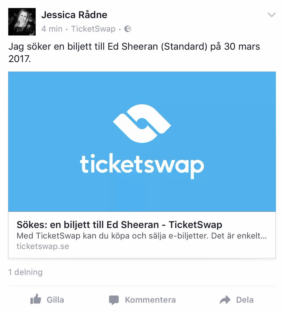 JessicaRadne's tweet photo. Sökes: biljett till @edsheeran i Globen nu på torsdag #EdSheeran #edsheeranstockholm https://t.co/Q74Kedwcep