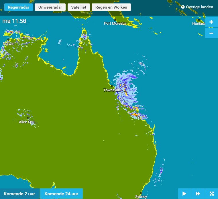 Meteoplaza_be's tweet photo. De Australische oostkust maakt zich op voor orkaan #Debbie. het oog is op de radar al mooi te volgen. https://t.co/Q6UZbBi0GU https://t.co/jiAQQj60Nl