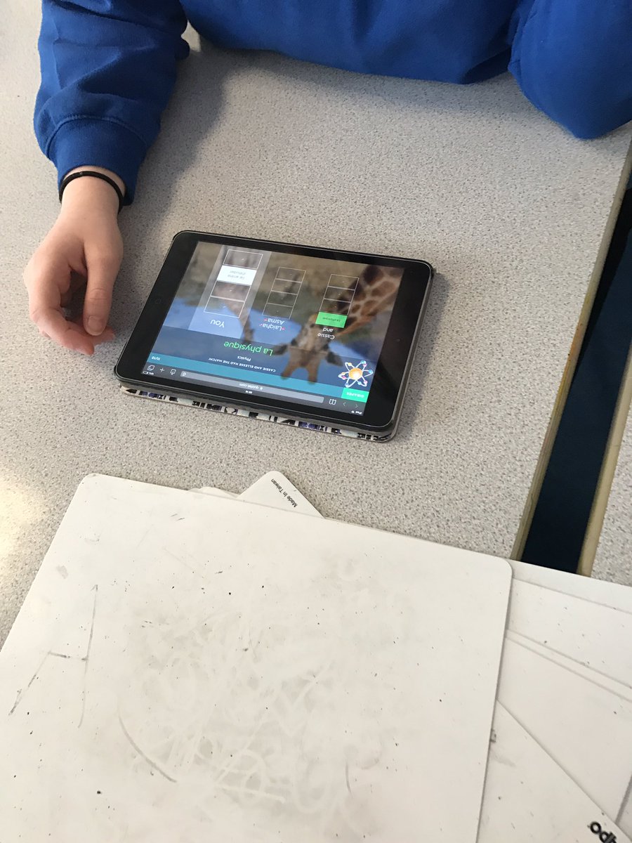 AccringtonMFL's tweet photo. Les Giraffes ont gagné! Miss Garnett's Yr 9 Fr using @quizlet live to revise vocabulary this morning #edtechweek17 @acc_academy https://t.co/NFlSX6LPtu