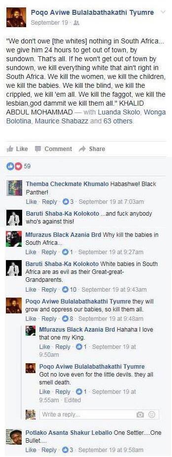 HateCrimeSA's tweet image. This quote by Khalid Mohammed calling for the slaughter of whites and LGBTIs is still doing the rounds. #HateSpeech