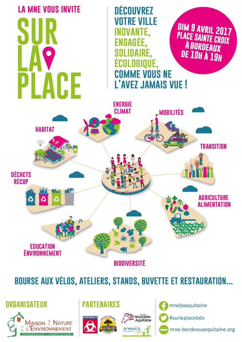 Climat, biodiv, mobilités, récup'... Le 9 avril, 45 associations vous font (re)découvrir #Bordeaux ! #surlaplacebdx facebook.com/events/1005139…