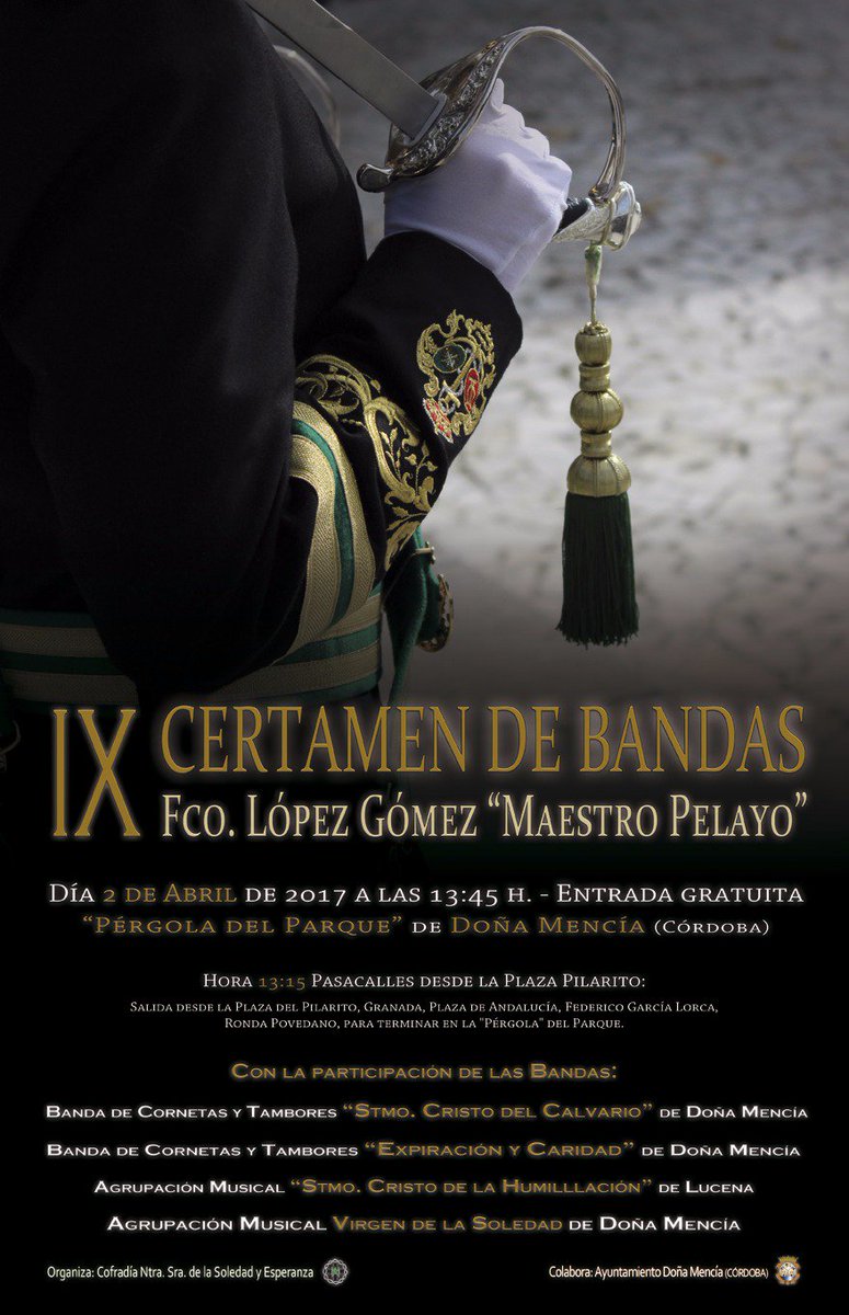 Comenzamos la semana con la mirada puesta en el IX Certamen "Maestro Pelayo", <a href="/AMhumillacion/">A.M. Humillación</a>  <a href="/BCTCalvario/">Banda del Calvario</a> <a href="/ExpiracionCarid/">Expiración y Caridad</a> <a href="/Am_lasoledad/">A.M. La Soledad</a>
