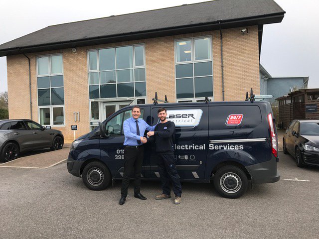 LaserElectrical's tweet photo. @LaserElectrical welcome Harley Lord to the Laser family, collecting the keys from Small Works and Maintenance Manager Mark Fannon. https://t.co/BQ8oW8CDuB