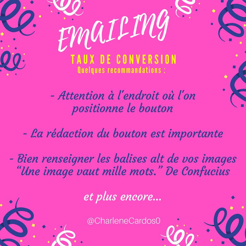CharleneCardos0's tweet photo. L' #EmailMarketing est un levier incontournable pour développer votre business. 🏹 Booster votre #ROI merci @FFournillon @ipssidm #ipssidm ✌🏼 https://t.co/GuIxytylfI