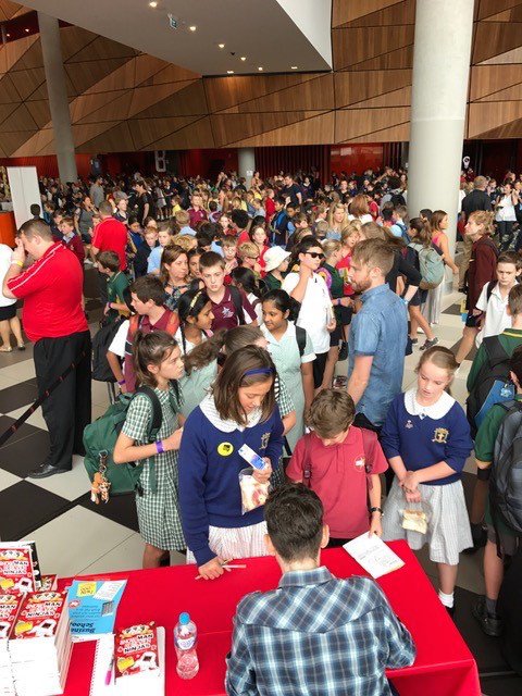 MrMattCosgrove's tweet photo. Thanks to all the cool students & teachers who stopped by to say "Hi!" today @halogenaus #inationau Hope you like the book! #epicfailtales https://t.co/lFEyjAh1Lc