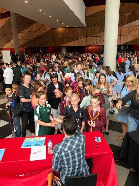 MrMattCosgrove's tweet photo. Thanks to all the cool students & teachers who stopped by to say "Hi!" today @halogenaus #inationau Hope you like the book! #epicfailtales https://t.co/lFEyjAh1Lc