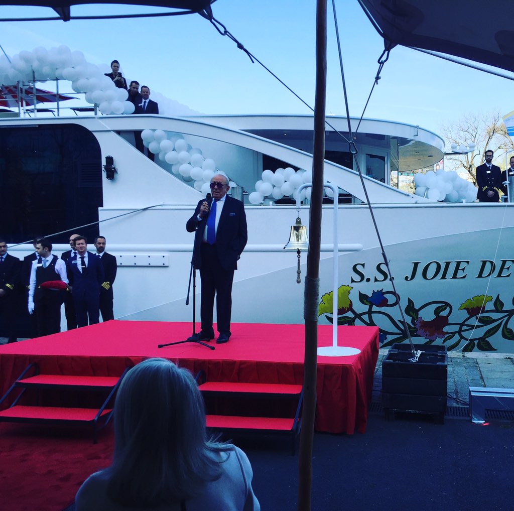 There's blue skies in #Paris today for the christening of #Joiedevivre the vessel is 90% booked for this year! #experienceJDV