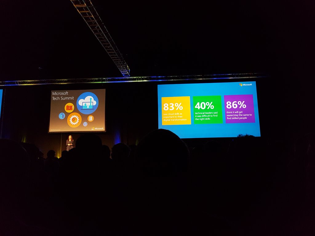 Domain105's tweet image. Cindy Rose UK CEO kicks of the #MicrosoftTechSUmmit with a view of the UK skills gap for cloud tech and what #Microsoft is doing to help