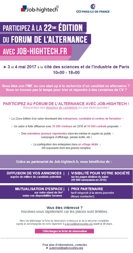 JobHightech's tweet photo. #PMI ou #startup, mutualisez un espace sur le stand #JobHightech au Forum #alternance (3 et 4 mai). Recrutez votre apprenti en 1/2 journée! https://t.co/3v2XpP51SV