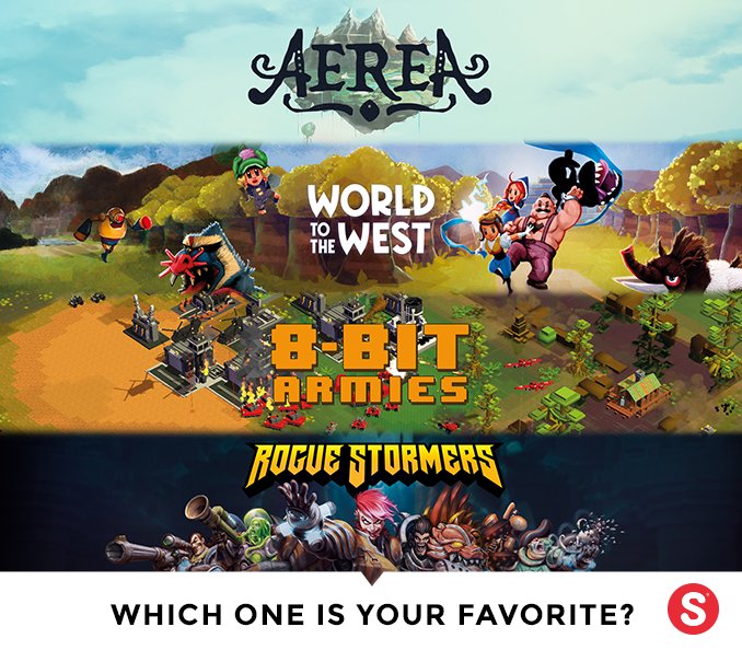 SOEDESCO's tweet photo. We've announced quite a bit already this year! Which one is your #favorite? Let us know! @rain_games @8BitArmies @BlackForestTeam https://t.co/0L6Ix2VoeP