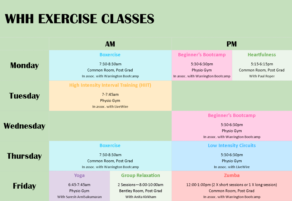 WeareWHH's tweet photo. Our WHH Exercise Classes have been launched for staff! For the full story visit the extranet or see Facebook! https://t.co/aMQahBnbcT https://t.co/fvjz77G0pM