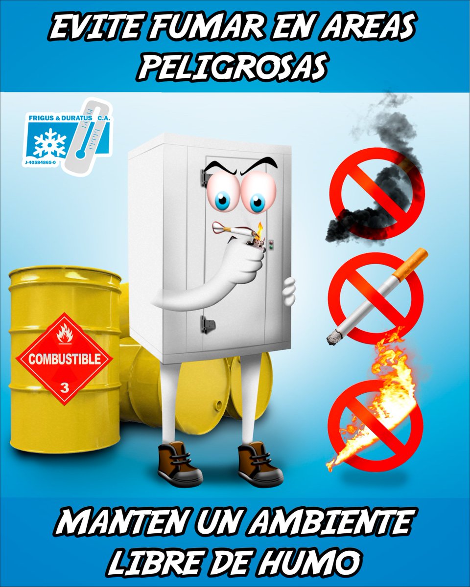 Frigus_Duratus's tweet photo. Tu seguridad es importante asi que recuerda no fumar cerca de materiales inflamables
#FelizLunes #BuenDia 
#Frigus #refrigeracion https://t.co/HcKv1cGZE1