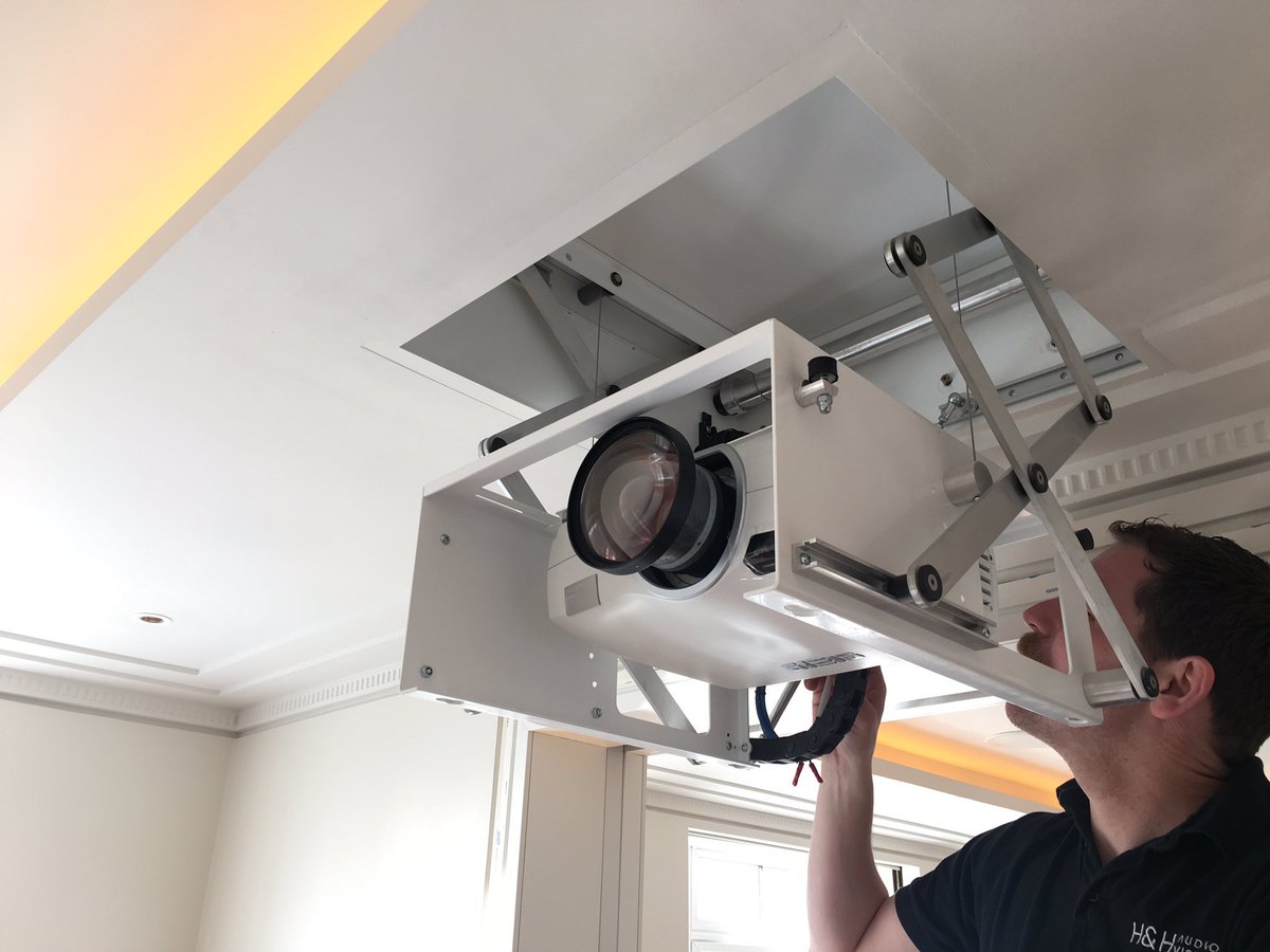 Today's installation of a <a href="/Barco_Resi/">Barco Residential</a> Orion CinemaScope with help from @GTUKNeil . Looking great! #liveinstall
