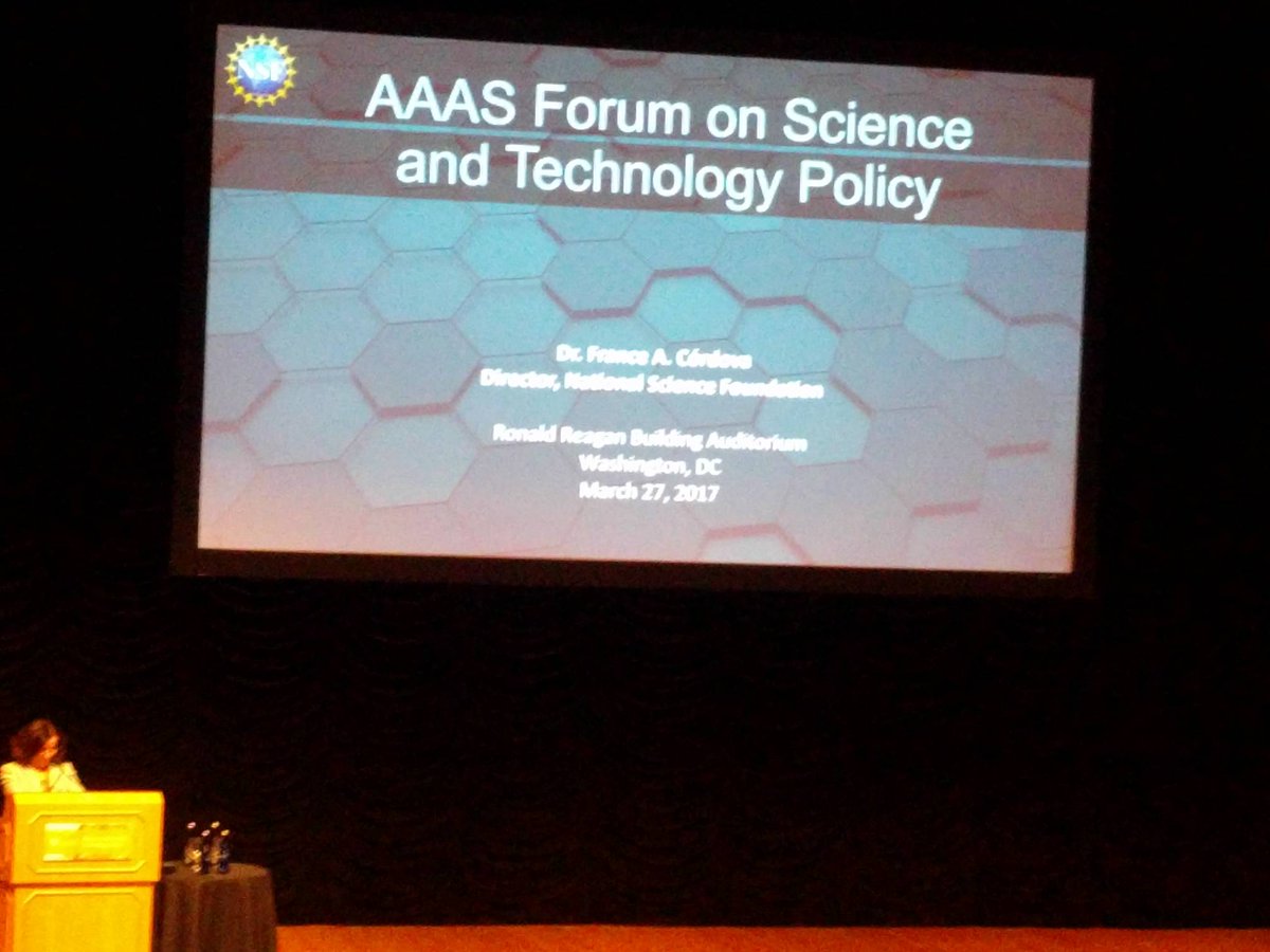 aaas's tweet photo. Now, Dr. France Córdova talks about the role of @NSF within the interagency community. #AAASForum https://t.co/mtTnBqSgFO