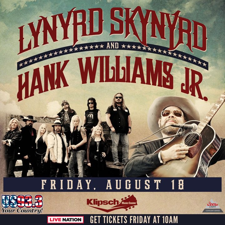 US933's tweet photo. Listen and win tickers to see @HankJr and @Skynyrd August 18th at the @KMClivenation with @RandyAlomar at 4:30!! #WinEmBeforeYouBuyEm https://t.co/RPga81Bc8N