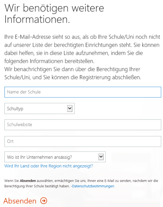 SchlappsHut's tweet photo. @_drano @KayGiza @MsftBildung das ist falsch! An keiner Stelle wird nach persönlichen Daten verlangt, wenn man O365 Education erhalten will https://t.co/Yj6qL6b25m