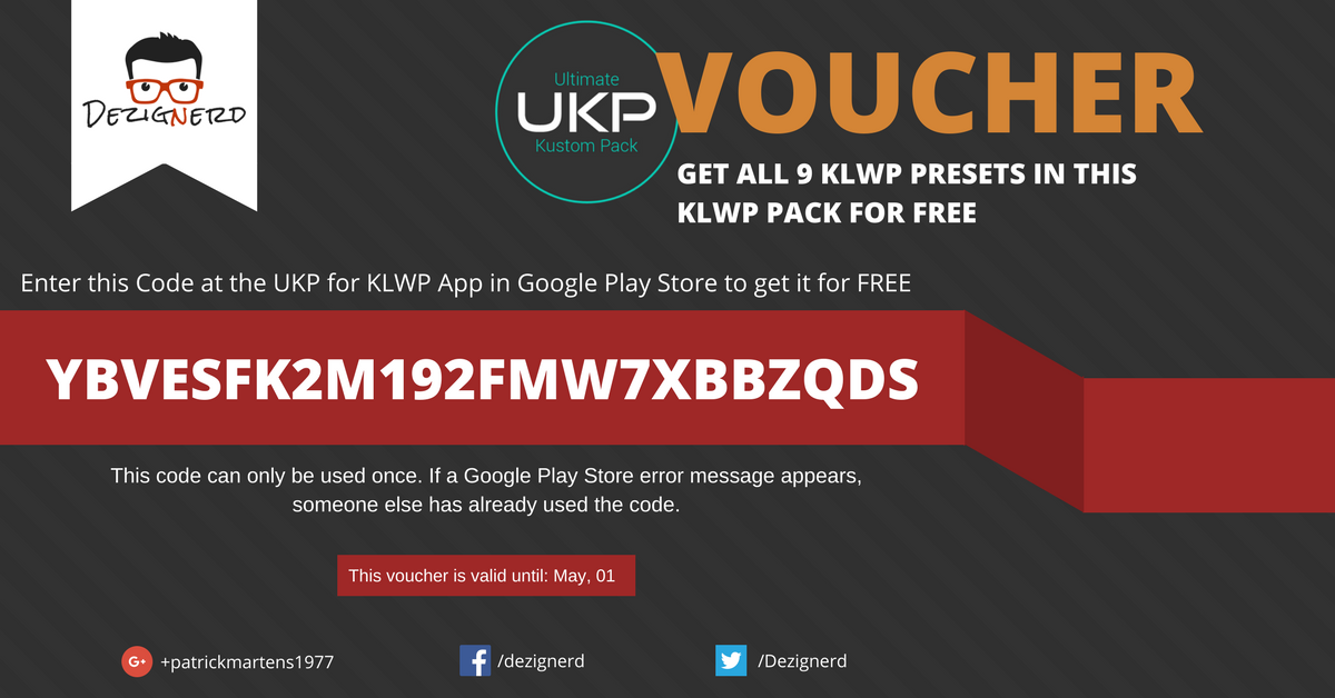 Dezignerd's tweet photo. Day 1of 5: Get UKP for Kustom for Free. Use this Code:
YBVESFK2M192FMW7XBBZQDS
UKP for Kustom: https://t.co/woF70c5m3l
#klwp #android https://t.co/96849m5kMs