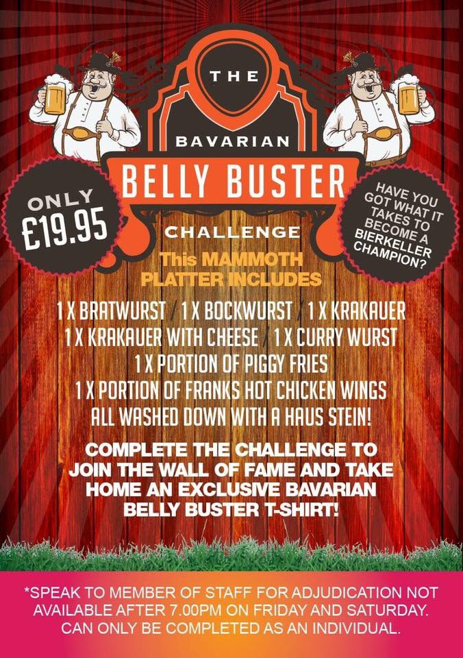 BierkellerMaid's tweet photo. Come and try the Bavarian Belly Buster Challenge! Only £19.95, enough food to feed a whole family! https://t.co/lnobue3VKB