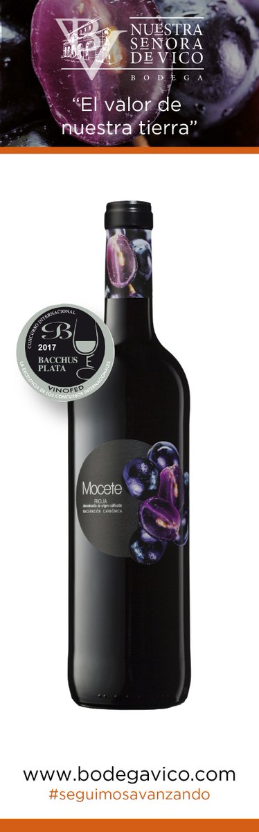 Mocete 2016, vino tinto maceración carbónica, ha sido premiado con un BACCHUS DE PLATA en el XV CONCURSO INTERNACIONAL DE VINOS BACCHUS 2017