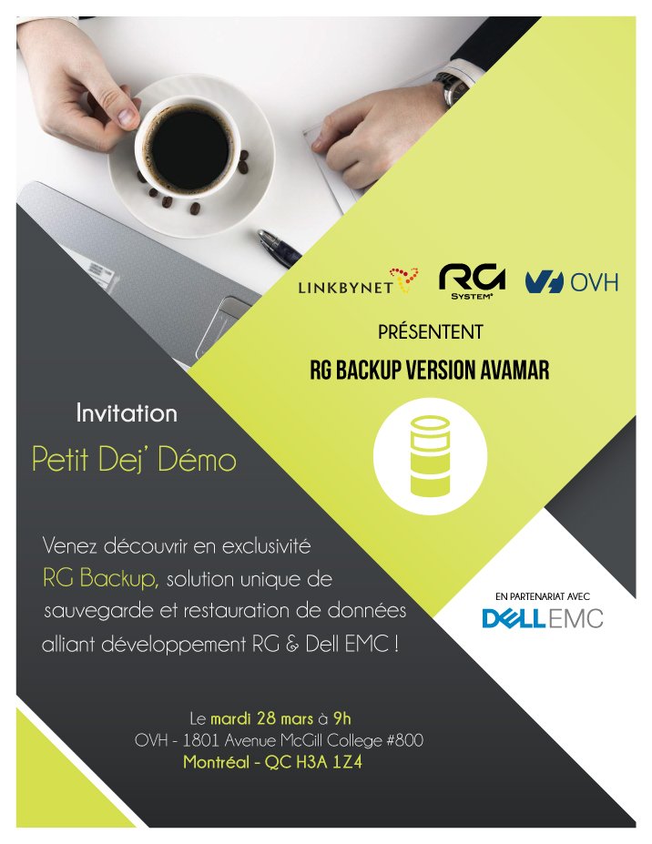 RG_System's tweet photo. [RG BACKUP TOUR] RDV demain à Montréal pour découvrir #RGBackup ! @LINKBYNET_NA @ovh_qc @DellEMC Inscription >> https://t.co/MTmxGlSffo https://t.co/Z5IQ4uGuOA