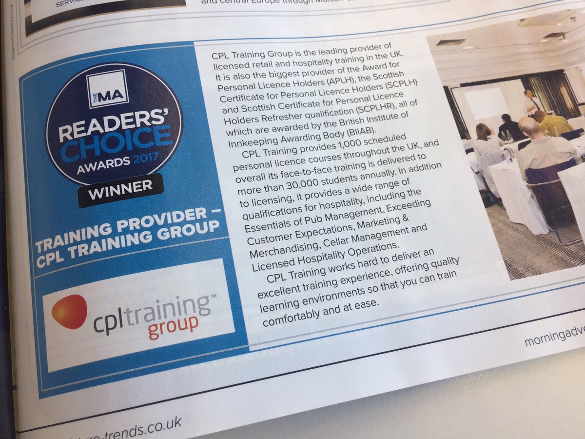 cpllearning's tweet image. Proud to be named &apos;Best Training Provider&apos; in the 2017 @morningad Choice Awards! A massive thank you to everyone for all your support 😃🍻