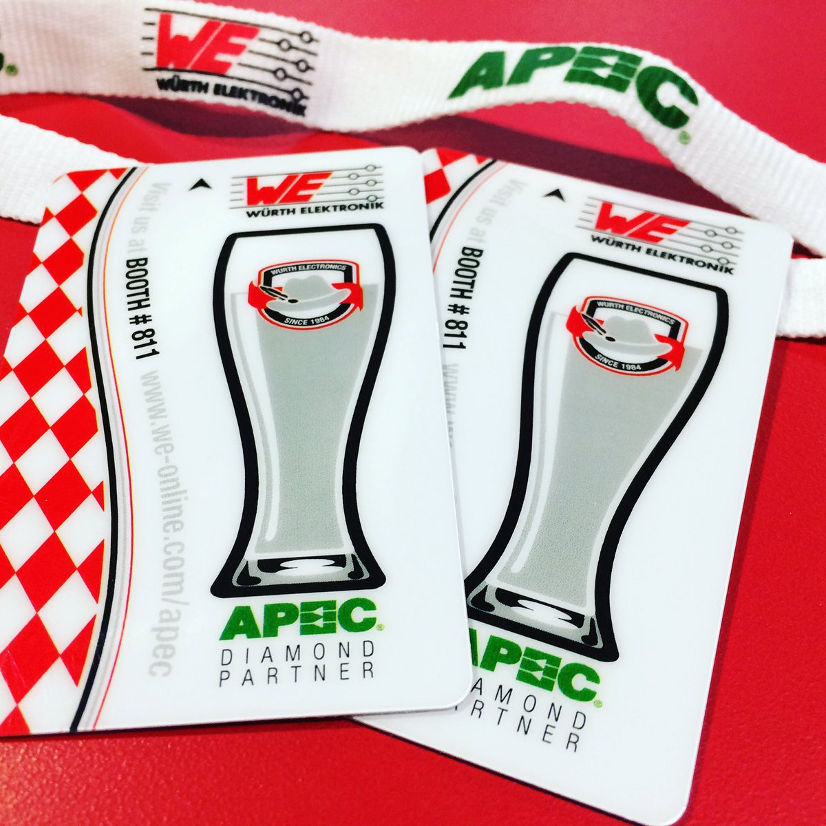 WurthElectronic's tweet photo. Get your fancy hotel key cards and lanyards for #APEC17! Visit us at booth #811 and at The Landing Pad. #MadHatter17 #WEMidcom https://t.co/ez3URM5PjK