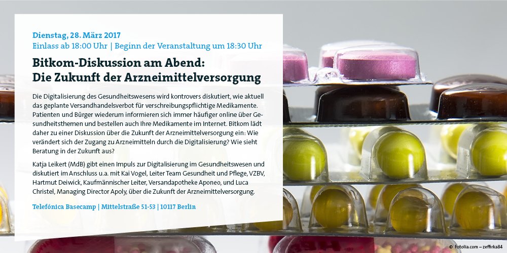 Bitkom_Health's tweet photo. Morgen:Diskussion mit
@KLeikert @aponeo @vogelk @ApolyDE über die Zukunft der Arzneimittelversorgung im #Basecamp
https://t.co/B6C4ebl5Rx https://t.co/YGqduebICD