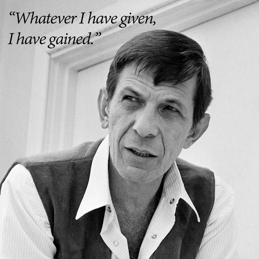 Happy Birthday to the much missed Leonard Nimoy may your day be filled with Joy x   