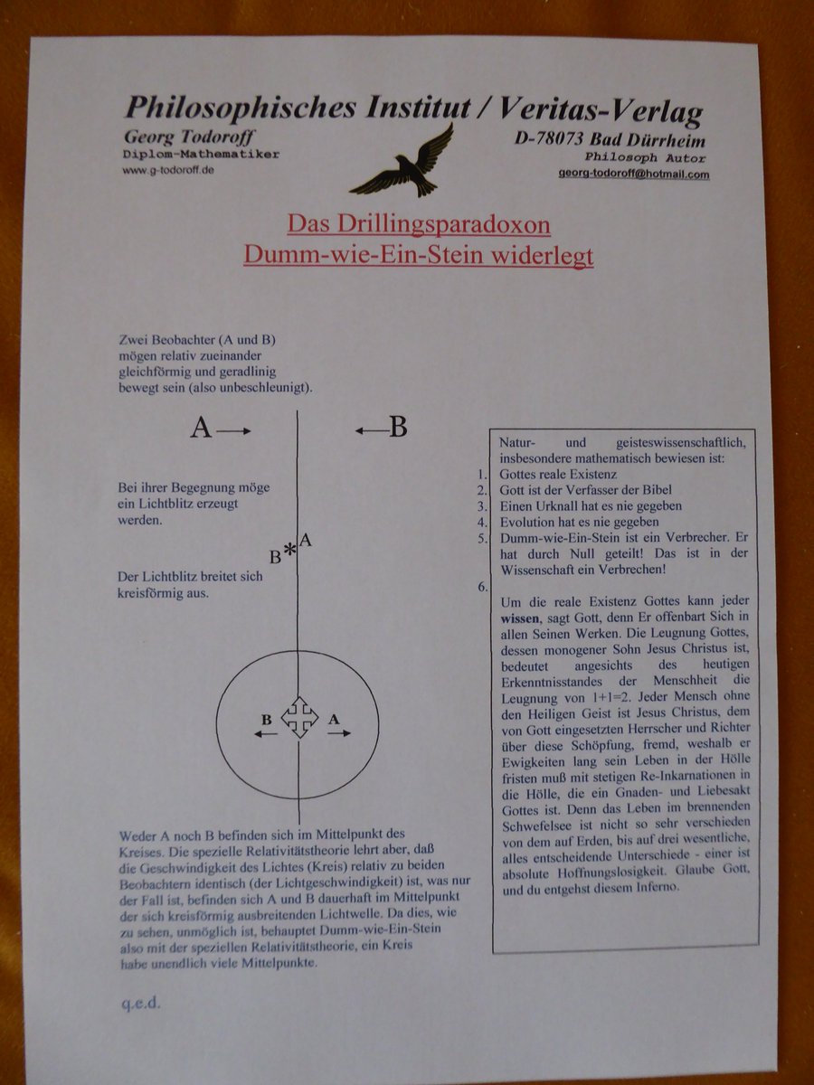 GeorgTodoroff's tweet photo. @ABC Die Wahnwelten der Gottlosen – 1. Beweis: Urknall mathematisch unmöglich => Evolution unmöglich! 
https://t.co/h828XREHeP https://t.co/x5nQey2jjB