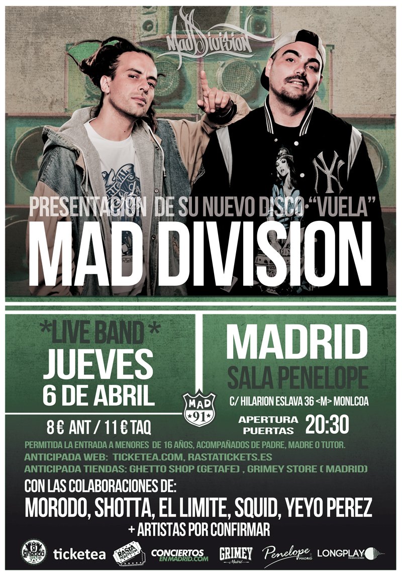 MAD91Familia's tweet photo. ¡@mad_division presentan #VUELA en #Madrid!
En la @SalaPenelope ! con las colabos de @MorodoStyle @ShottaDestroy @yeyo_perez y +artistas! https://t.co/Eux8Usfrbh