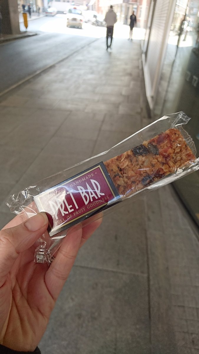 AllyLondon's tweet photo. Just been given this bar on the house. Thanks @Pret #SpringInStep https://t.co/pMOcvel9rI