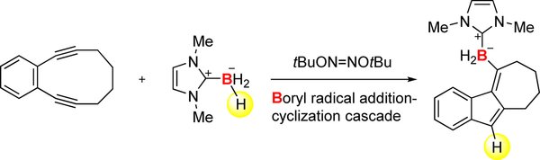 ChemEurJ's tweet photo. #NHC-#boranes cyclize with #diynes under #radical conditions, Curran and Taniguchi @PittTweet https://t.co/uTLFVst8E8 https://t.co/aZRMYGwZM7