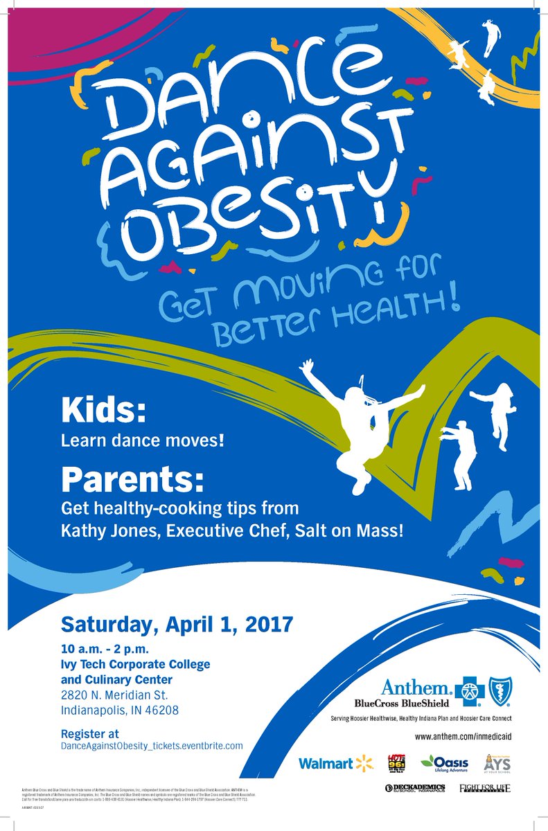 TonyFeltsPR's tweet photo. Get up and dance against obesity! Healthy cooking demo, too. April 1 at Ivy Tech. https://t.co/O0yngVdfhc