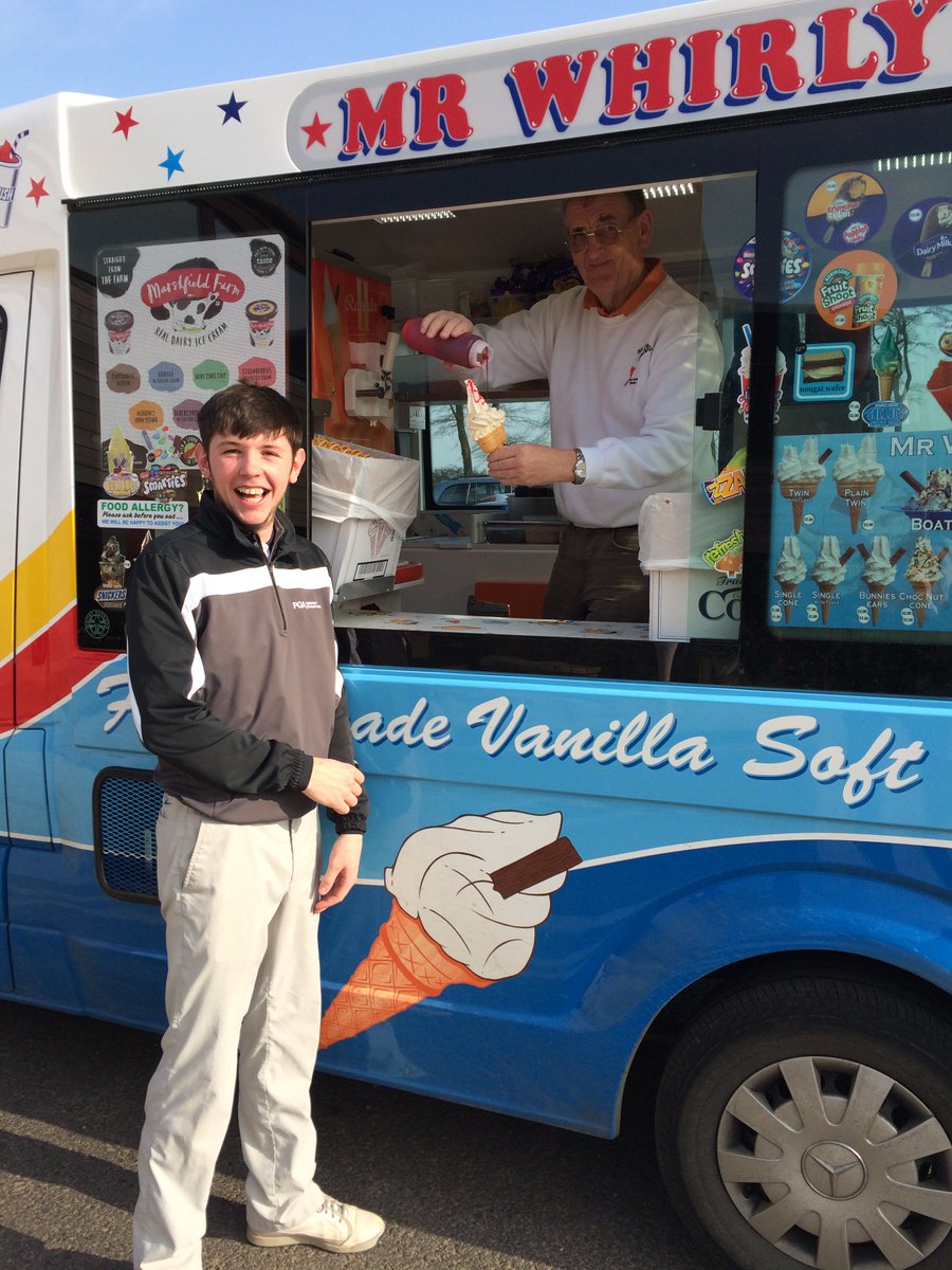Whilst the bar staff worked hard yesterday for Mothers Day , our assistant pro Aaron Crabb enjoys an icecream in the sun #mrwhippy #hardwork