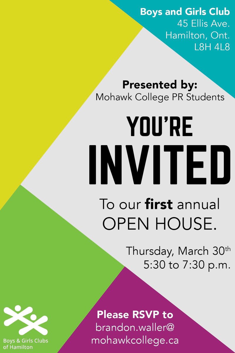 BrandonC_Waller's tweet photo. Hi @ronmckerlie, on behalf of the #MohawkPR program and the @BGCHamilton, we would like to invite you to attend our open house on Thursday! https://t.co/bBqGK7DqSO
