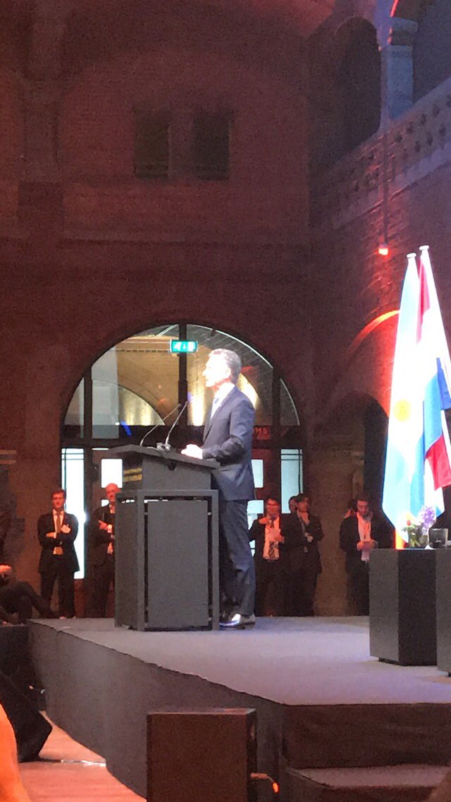 Argentinian president Macri's speech on business opportunities between #Argentina and #theNetherlands <a href="/BeursVanBerlage/">Beurs van Berlage</a>