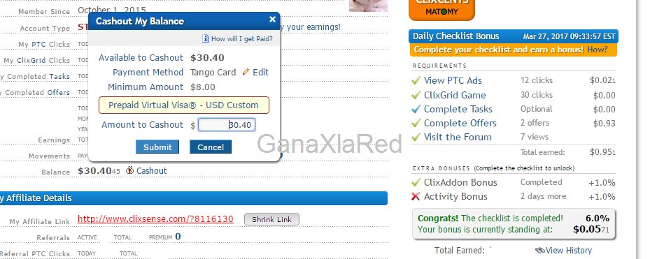 lamonicaorange's tweet photo. Pues listo, consigo llegar a 30$ y pido pago #clixsense #tangocard #ganaxlared https://t.co/8TXsZqhQZu