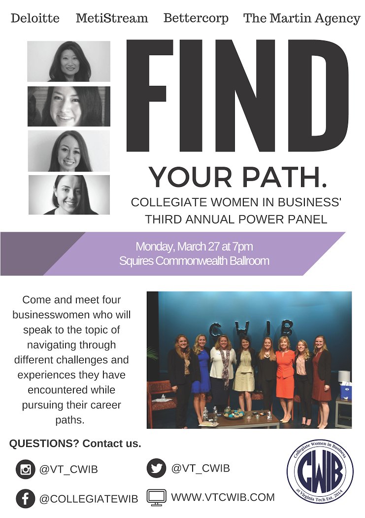 VT_RealEstate's tweet photo. Very excited for the 3rd annual power panel hosted by @vt_cwib at 7 p.m. in Squires Ballroom! Students head over and get inspired. #vtreal https://t.co/GhKxJpYmhn