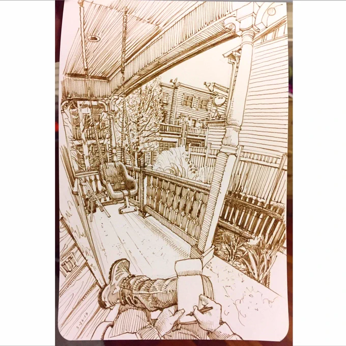 The front porch, sketch 2. 
