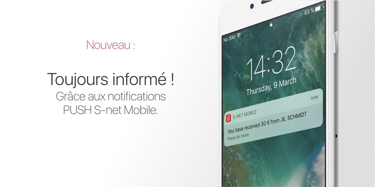 spuerkeess's tweet photo. Nouvelle fonctionnalité #SnetMobile. Toujours informé grâce aux nouvelles notifications #Push. https://t.co/MBKr84jy6J