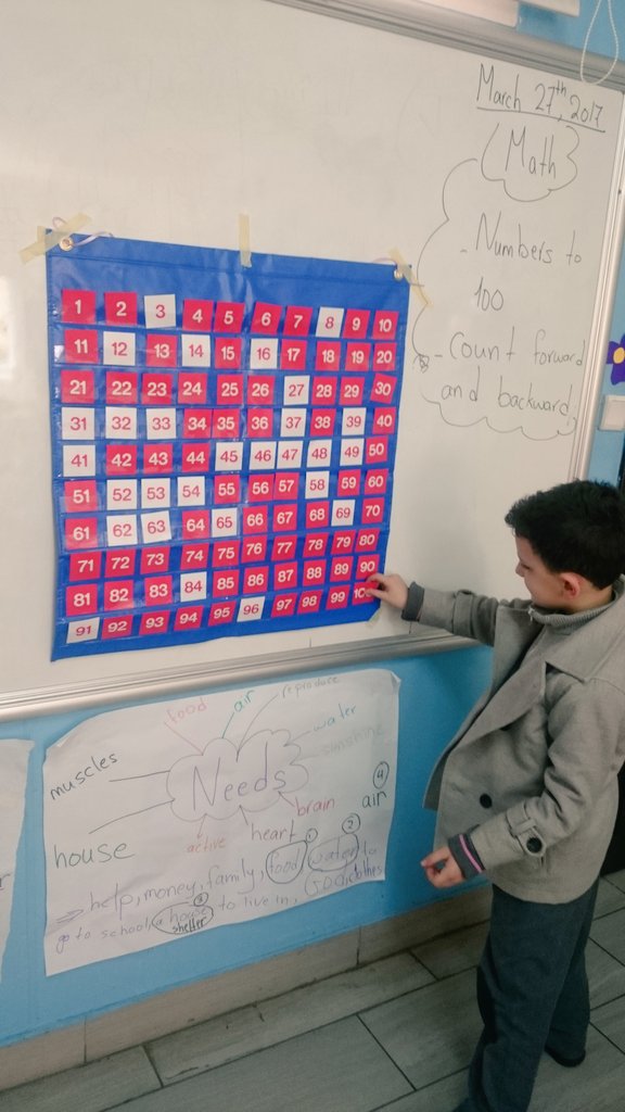 NourSnjr's tweet image. &quot;The only way to learn mathematics is to do mathematics&quot; Gr.1 learners counting forward and backward. #numbers #100chart  
@MakAishaSchool