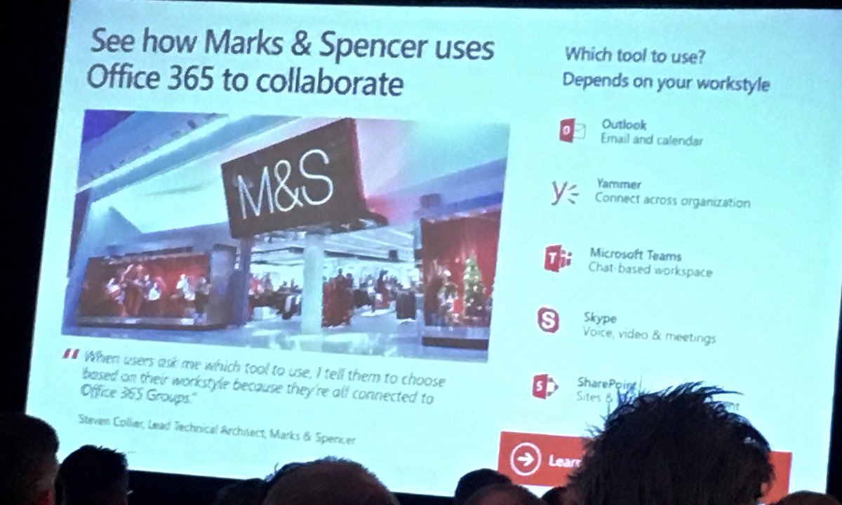 Lesley_wolan's tweet image. #office365 #fasttrack #MicrosoftTechSUmmit great story #m&amp;amp;s 👍🌟