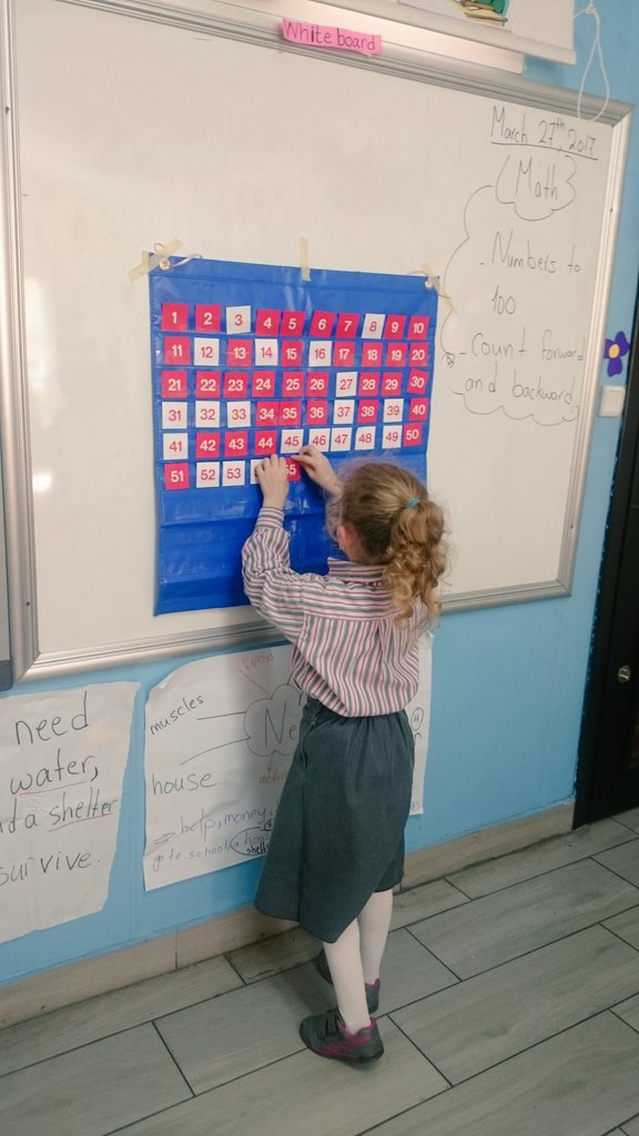 NourSnjr's tweet image. &quot;The only way to learn mathematics is to do mathematics&quot; Gr.1 learners counting forward and backward. #numbers #100chart  
@MakAishaSchool