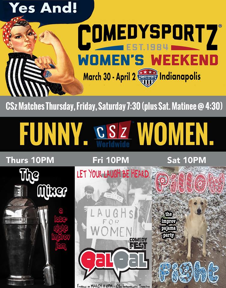 CSzIndy's tweet photo. There will be 31 women performing this weekend: CALL TODAY to see national and local improvisers in this bangarang festival! 317.951.8499 https://t.co/dHiU6T3AVN