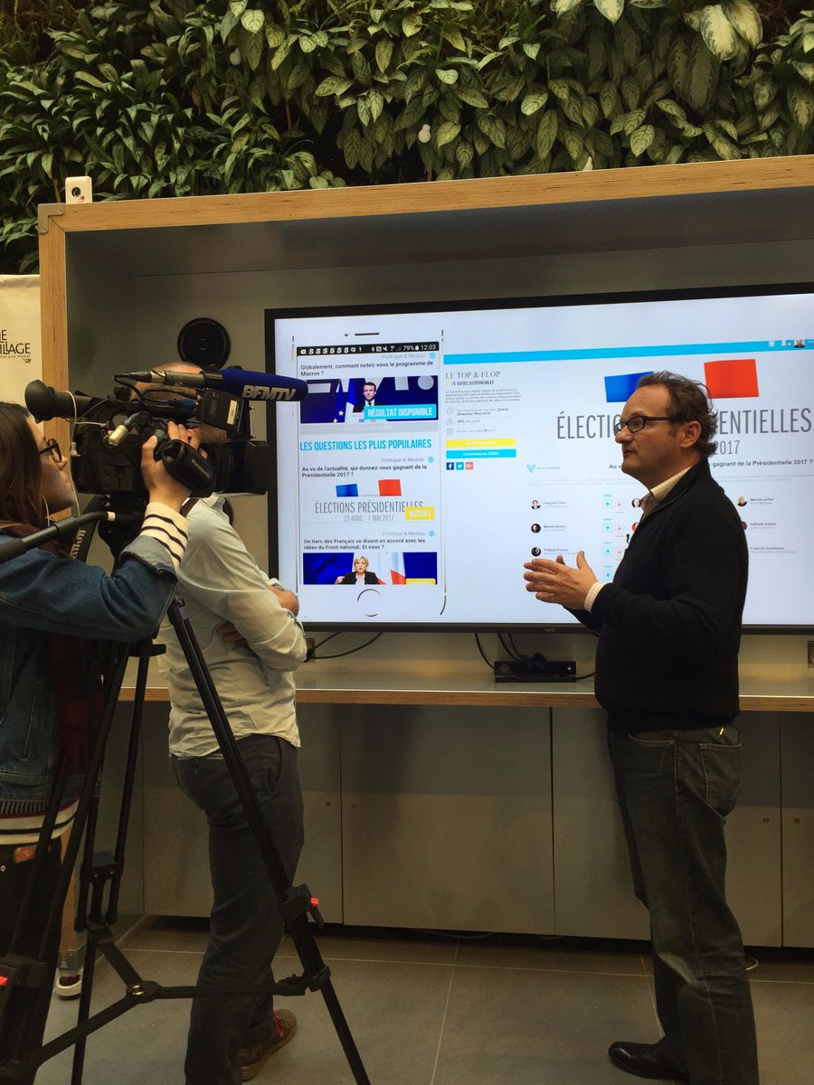 Multivote's tweet photo. Ça tourne pour @BFMTV au @LeVillagebyCA !
#Multivote #vote #interaction #numerique #opinion #Presidentielle2017 #BFM #BFMTV https://t.co/p1WUouESo8