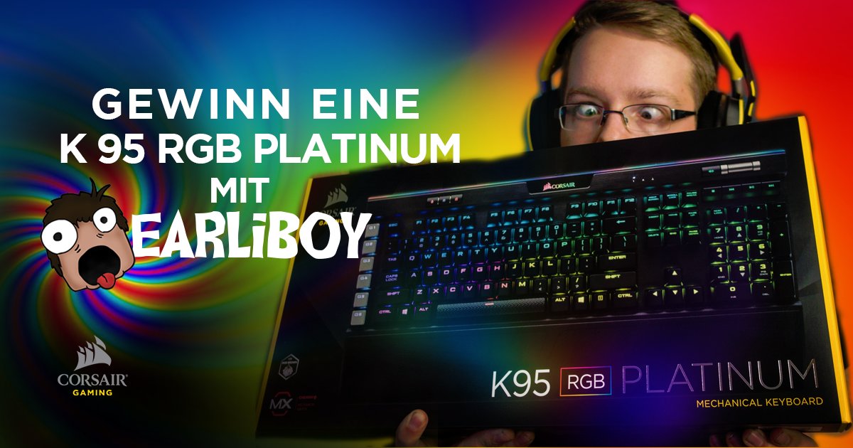 CORSAIRDE's tweet image. Gewinnt eine K95 RGB Platinum mit @earliboy!🌈Retweetet und followt dazu einfach ihm und uns auf Twitter!😊Viel Glück! 
Auslosung: 10. April 👍
