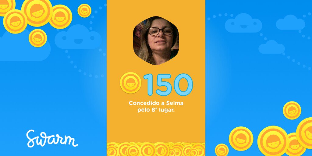Acabo de receber 150 moedas de bônus por ter chegado em 8ª lugar no placar do Swarm @swarmapp