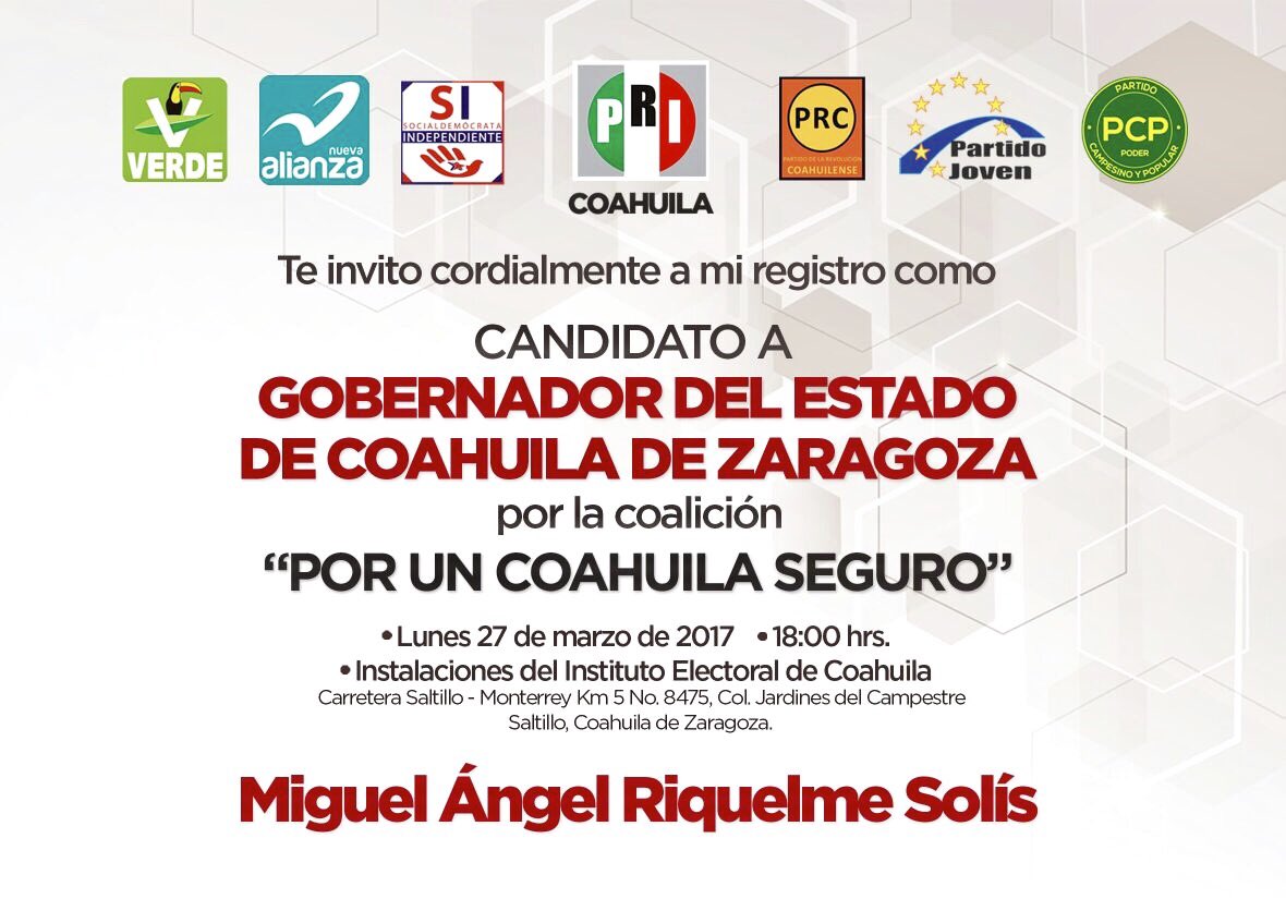 JCAyup's tweet photo. Los invito HOY al registro de mi Amigo Candidato y Próximo Gobernador de #COAHUILA, MIGUEL RIQUELME. #EstamosListos 👍👍👍 https://t.co/z6fNDhUcRl