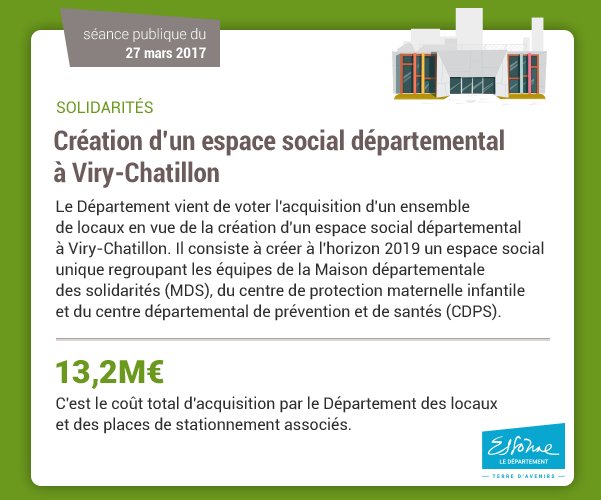 Vote pour l'achat de locaux en vue de la création d'un espace social départemental à Viry-Chatillon #solidarités #ServicePublic #Essonne