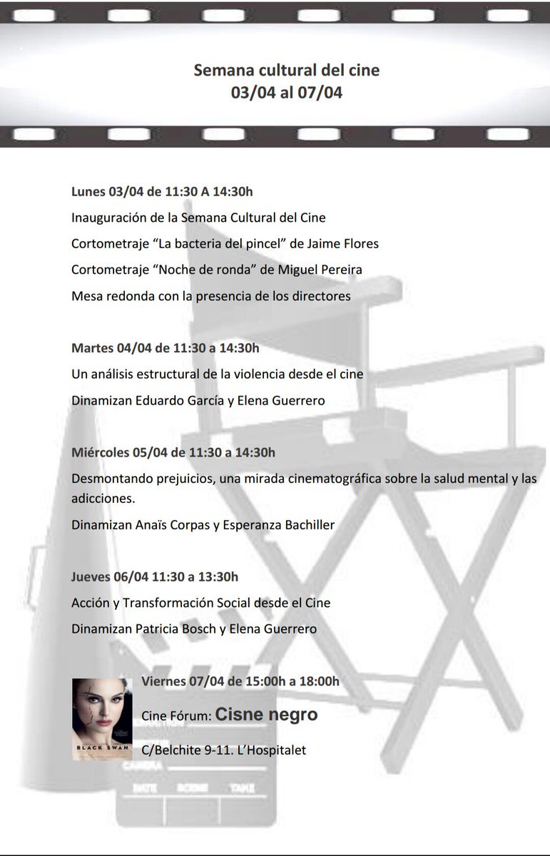 FSYC_centrodia's tweet photo. Ya tenemos la programación de toda la semana, animaros a participar en el Cine Fórum, viernes 7 de 15-18h #PensandoElCine https://t.co/hvkgjxoilj